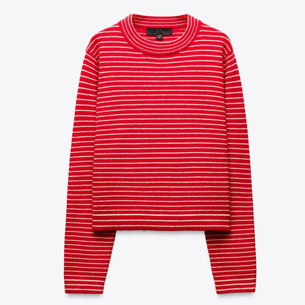 ZARA SHORT STRIPED KNIT SWEATER